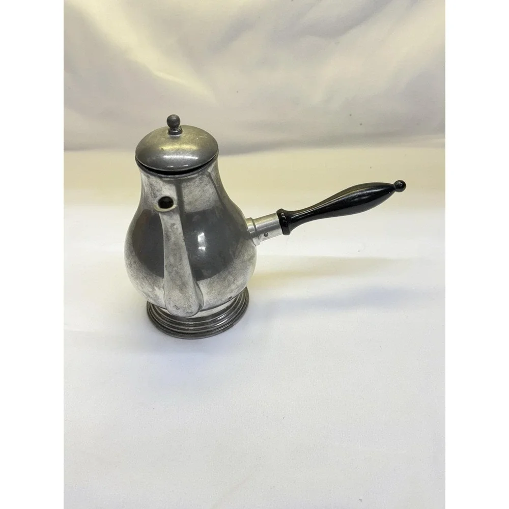 Queen Art Side Handle Teapot 375-Brooklyn NY- Handmade Pewter-USA Made VTG